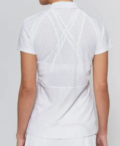 Mesh Zip Performance Polo in White