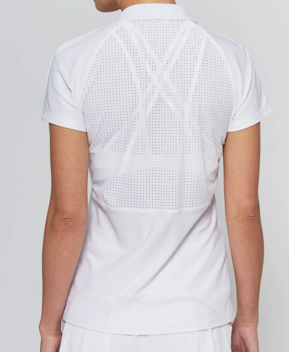 Mesh Zip Performance Polo in White