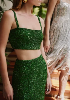 Mi Luz Top In Emerald Green