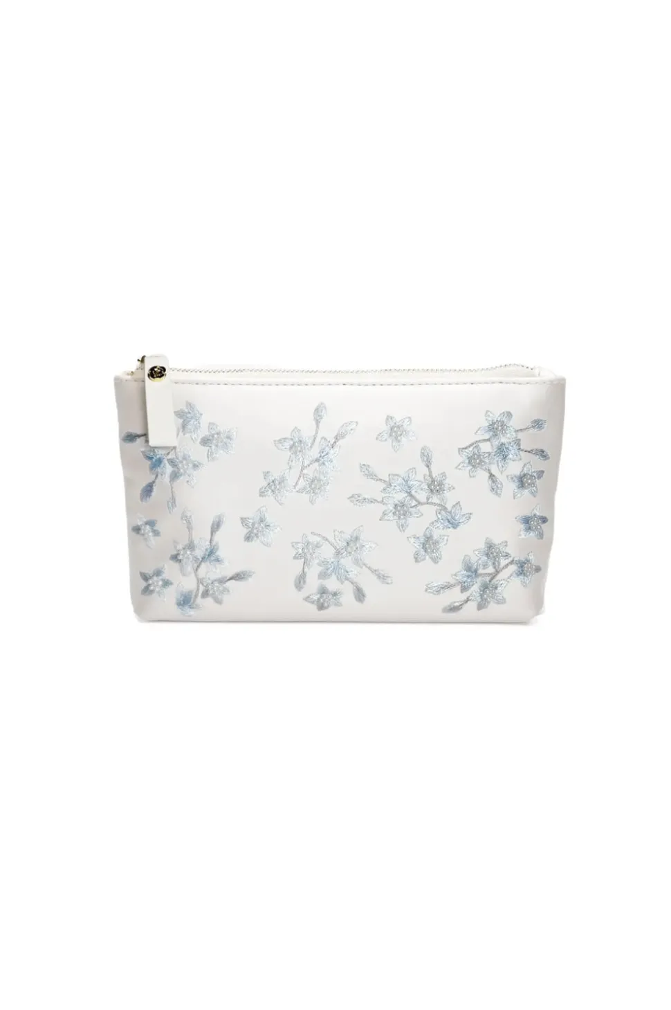 Mia Acrylic Clutch with Ivory Pouch in Blue Flowers