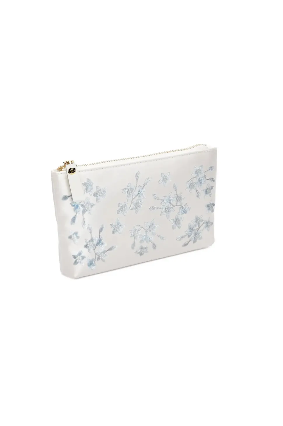Mia Acrylic Clutch with Ivory Pouch in Blue Flowers