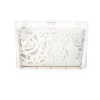 Mia Acrylic Clutch with Ivory Laser Cut Rose