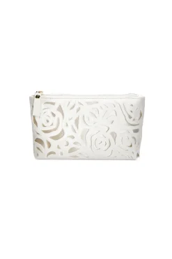 Mia Acrylic Clutch with Ivory Laser Cut Rose