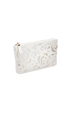 Mia Acrylic Clutch with Ivory Laser Cut Rose