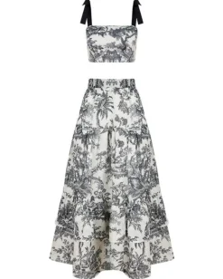 Mia Top And Skirt Set Black Toile