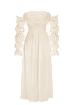 Michelin Silk Dress in Pearl White