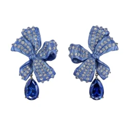 Midi Sapphire Gingham Bow Earrings