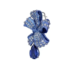 Midi Sapphire Gingham Bow Earrings