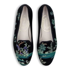 Midnight Grove Navy Velvet Slipper