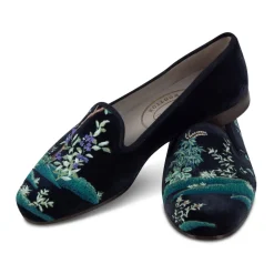 Midnight Grove Navy Velvet Slipper