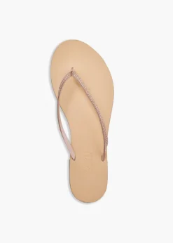 Milos Vegetable Tanned Leather Sandal in Rose Gold Crystal