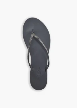 Milos Vegetable Tanned Leather Sandal in Black Crystal