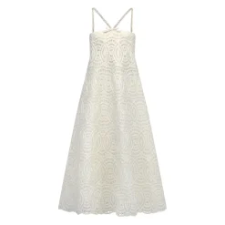 Mina Dress in Ivory Raffia Lace