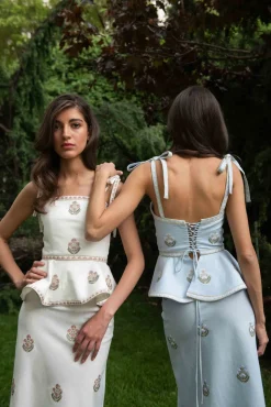 Mina Skirt in Ivory & Pink