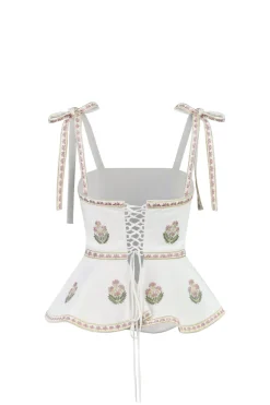 Mina Top in Ivory & Pink