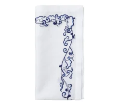 Ming Border Napkin in White & Navy, Set of 4