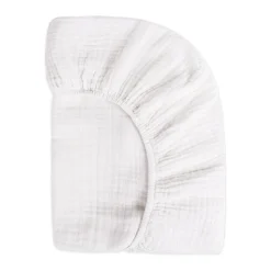 Mini Crib Sheet in GOTS Certified Organic Muslin Cotton in White