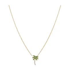 Mini Diamond & Garnet Palm Tree Necklace