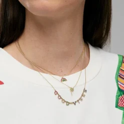 Mini Diamond & Garnet Palm Tree Necklace