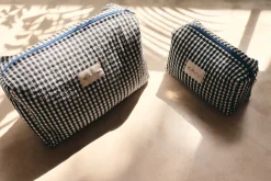 Mini Elsie Travel Case Zip Pouch Bag in Black Gingham
