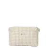 Mini Elsie Travel Case Zip Pouch Bag in Beige Gingham