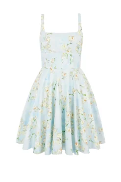 Mini Mona Dress with Little Lillie's on Blue Cotton