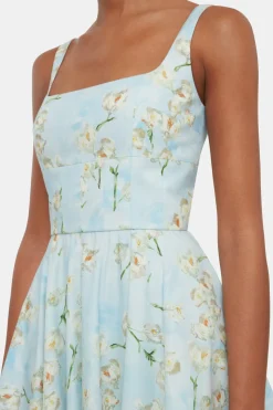 Mini Mona Dress with Little Lillie's on Blue Cotton