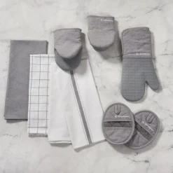 Mini Oven Mitts 8" in Charbon, Set of 2