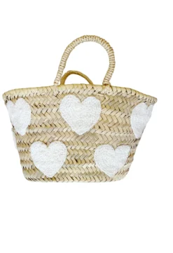 Mini White Heart Basket