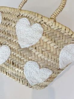 Mini White Heart Basket
