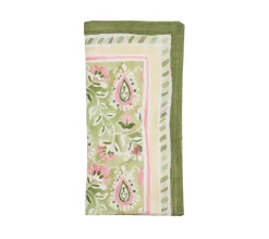 Mira Napkin in Green & Pink, Set of 4