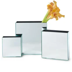 Mirrored Square Vases, Set of 3