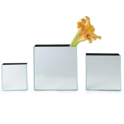 Mirrored Square Vases, Set of 3