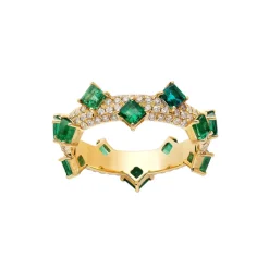 Mistral Band with Pavé & Emerald Ring