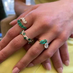 Mistral Band with Pavé & Emerald Ring