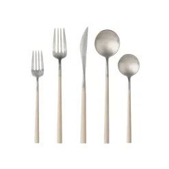 Mito Collection Flatware in Brushed Cru Cable, Set of 5
