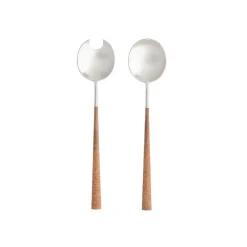 Mito Collection Salad Serving Set in Brushed Wooden Cable, Set of 2