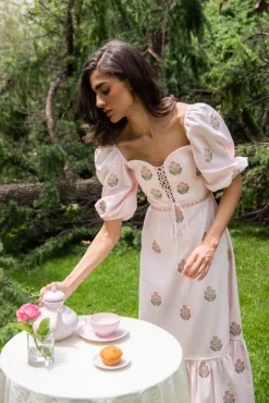 Mitra Maxi Dress in Pink & Pink