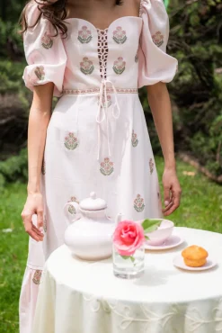 Mitra Maxi Dress in Pink & Pink