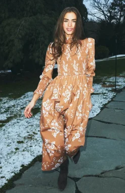 Molly Dress in Floral Burnt Orange
