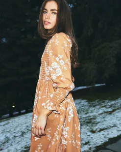 Molly Dress in Floral Burnt Orange