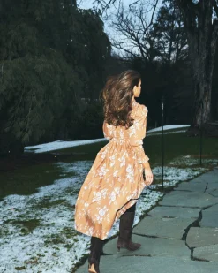 Molly Dress in Floral Burnt Orange