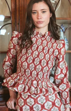 Molly Top in Saffron Trellis