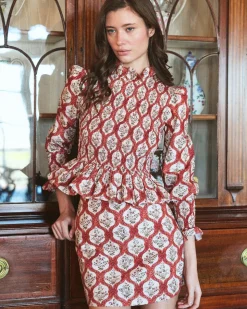 Molly Top in Saffron Trellis