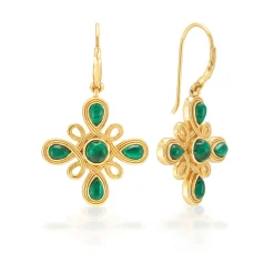 Monique Gem Dangle Earrings in Malachite