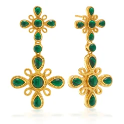 Monique Gem Double Drop Earrings in Malachite