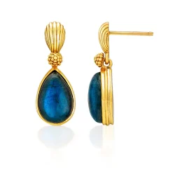 Monique Gem Post Earrings in Blue Labradorite