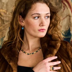 Monique Gem Post Earrings in Blue Labradorite