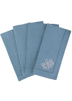 Monogram Dinner Napkin In Cobalt, Set of 4