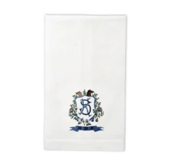 Monogram Linen Guest Towels with Bespoke Art, Set of 2